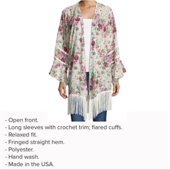 Romeo & Juliet Couture Floral Fringe Hem Kimono - Picture 2 of 2